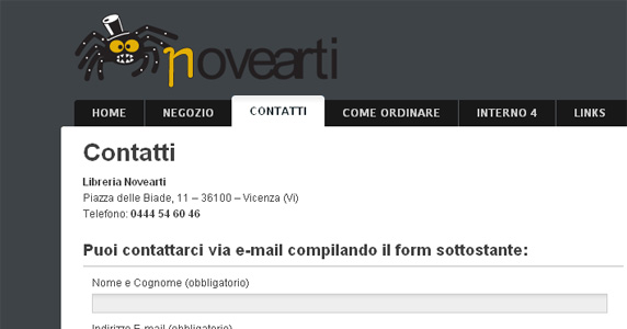 Realizzazione Sito WordPress Libreria Novearti Vicenza